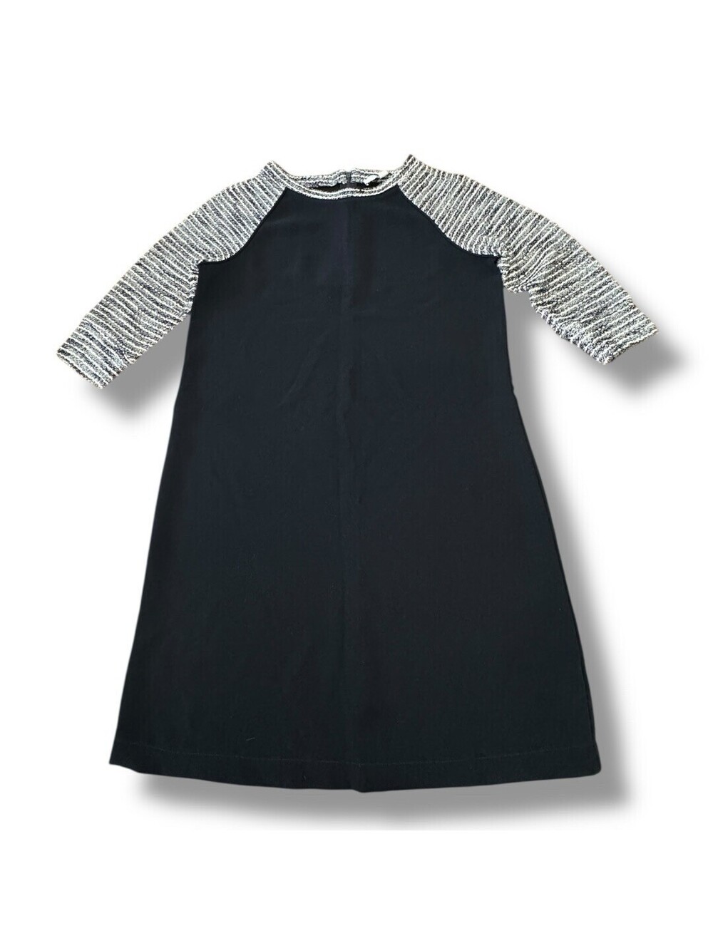 Ann Taylor Loft Black White Shift Mini Dress Mixed Media Work Casual Women’s 4